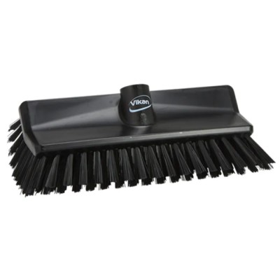 Vikan High-Low Hard Bristle Scrubbing Brush, Black, Polyester, 41mm Bristle Length, Polypropylene Handle, 70479