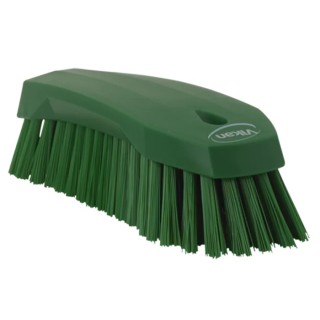 Vikan Hard Bristle Scrubbing Brush, Green Handle, Polyester Bristles, 36 mm Bristle Length, 200 mm Width, 38902