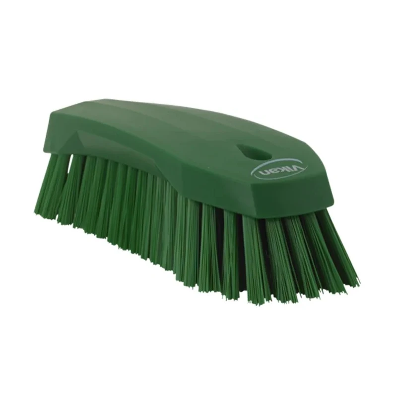 Vikan Hard Bristle Scrubbing Brush, Green Handle, Polyester Bristles, 36 mm Bristle Length, 200 mm Width, 38902