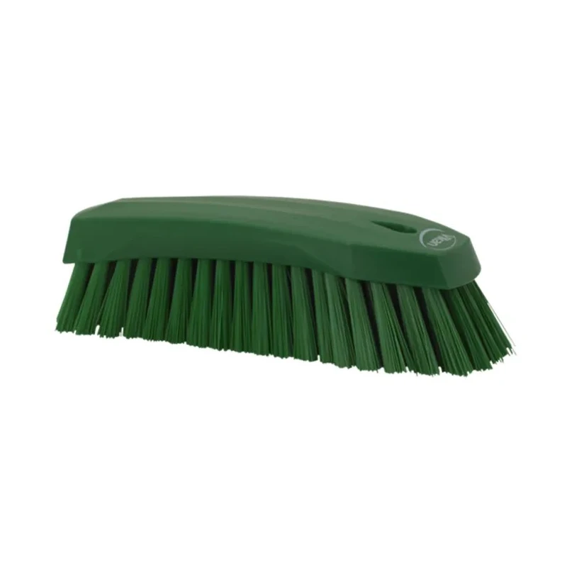 Vikan Hard Bristle Scrubbing Brush, Green Handle, Polyester Bristles, 36 mm Bristle Length, 200 mm Width, 38902