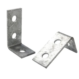 RS PRO Steel Mounting Bracket Galvanised 57mm x 90mm, 3-Hole Angle, 14mm Hole, Model 176-6902