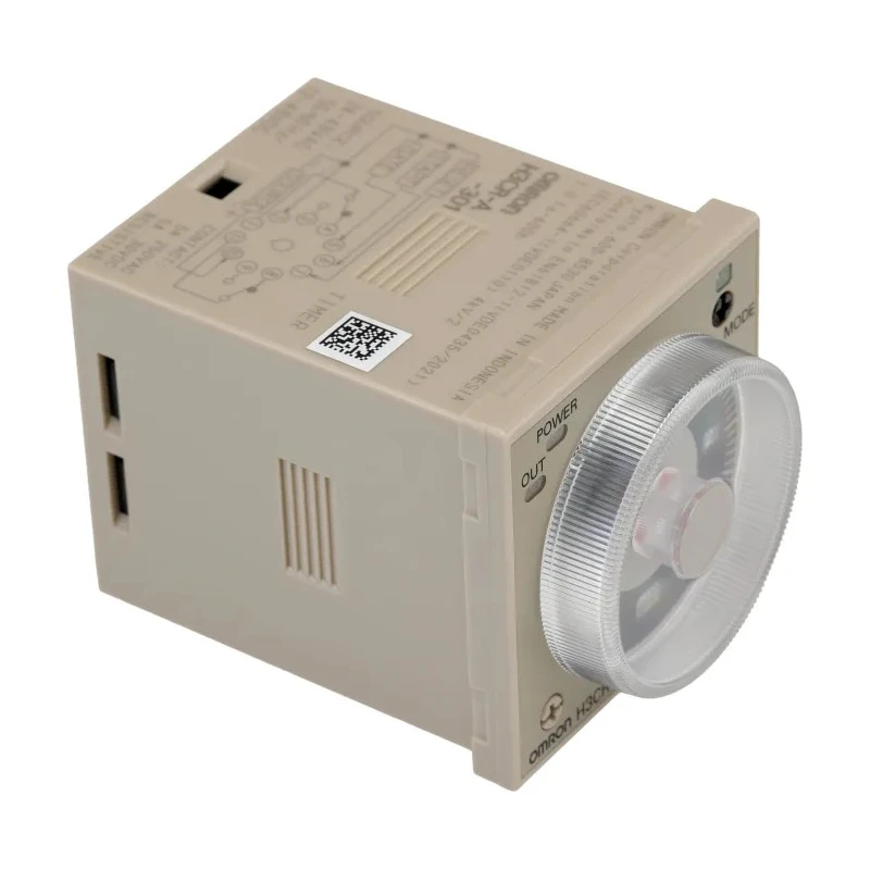 Omron DIN Rail Multifunction Timer Relay DPDT, 2-Contact, 12–48V DC, 24/48V AC, 0.1s–600h, 5A H3CR