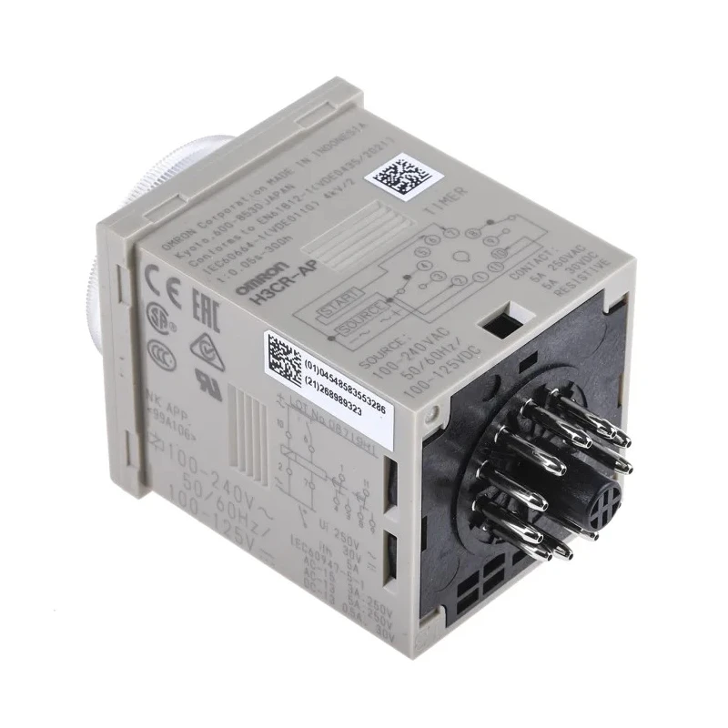 Omron DIN Rail Timer Relay Multifunction, 2-Contact DPDT, AC 100–240V / DC 100–125V, Time Range H3CR-AP AC100-240/DC100-125