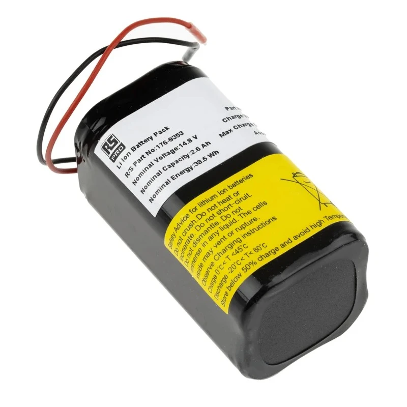 RS PRO 14.4V Lithium-ion Rechargeable Battery Pack 4 Cells 2.6Ah Lead Termination 176-9353