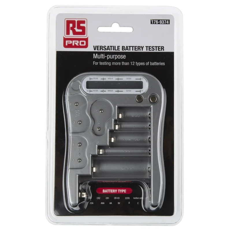 RS PRO Multi-Type Battery Tester LCD Display for Alkaline and NiMH Batteries 176-9374