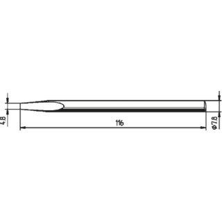 Ersa Soldering Iron Tip 4.8 mm Chisel, 116 mm Length, for ERSA 80S, 80 W, EN 61340-5-1 082KD