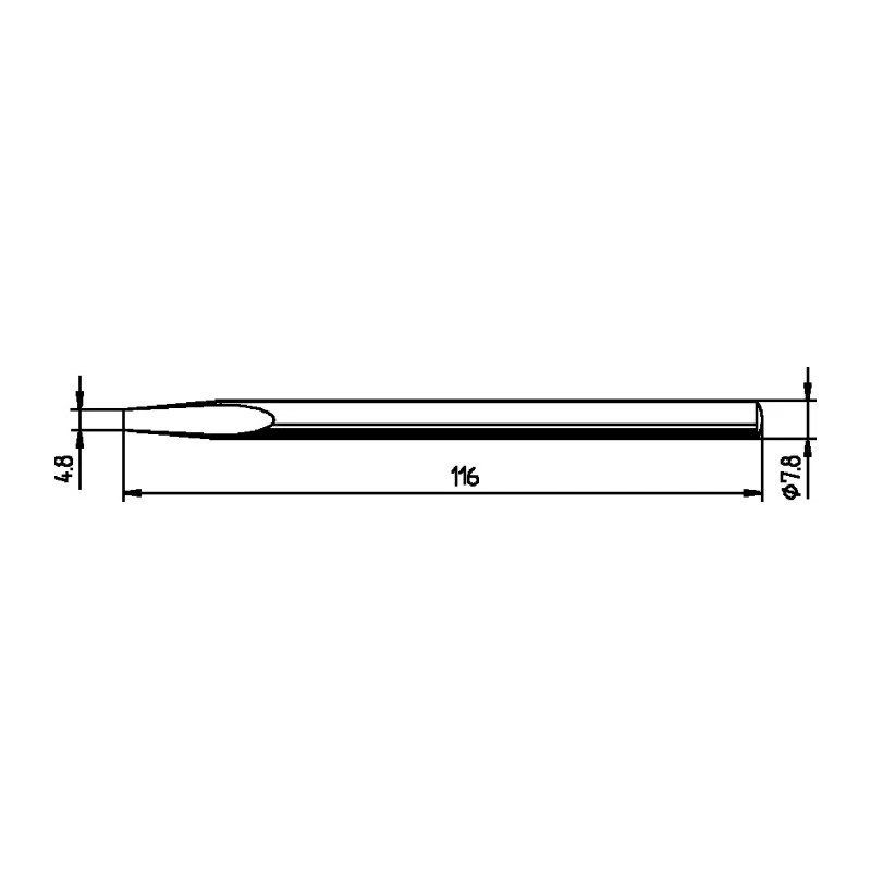 Ersa Soldering Iron Tip 4.8 mm Chisel, 116 mm Length, for ERSA 80S, 80 W, EN 61340-5-1 082KD
