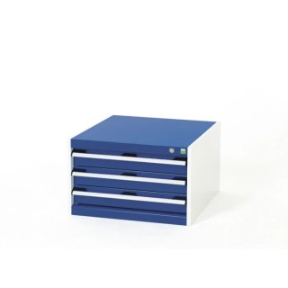 Bott Drawer Unit 3 Steel 400 mm Height x 650 mm Width x 650 mm Depth Grey Floor Standing Cabinet 40019009.11v