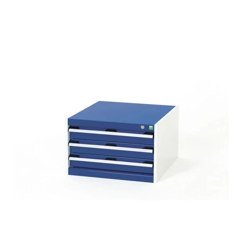 Bott Drawer Unit 3 Steel 400 mm Height x 650 mm Width x 650 mm Depth Grey Floor Standing Cabinet 40019009.11v