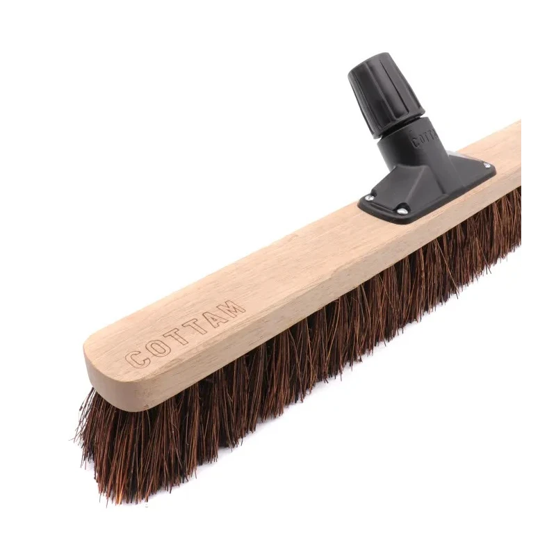 Cottam Natural Warehouse Broom with Bassine Bristles, Galvanised Steel Socket, Hard, 609mm Wide 673-995
