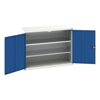 Bott Floor Standing Sheet Steel Cupboard, 2 Door, 0 Drawer, 2 Shelf, Lockable, Blue/Grey, 1m H x 1.3m W x 550mm D 16926601.11