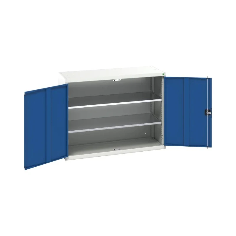 Bott Floor Standing Sheet Steel Cupboard, 2 Door, 0 Drawer, 2 Shelf, Lockable, Blue/Grey, 1m H x 1.3m W x 550mm D 16926601.11