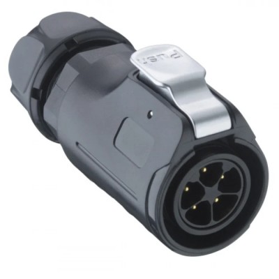 Lumberg Circular Connector 4 Contacts Cable Plug Male IP67 20A Quicklock Polymer Gold-Plated 0252 04