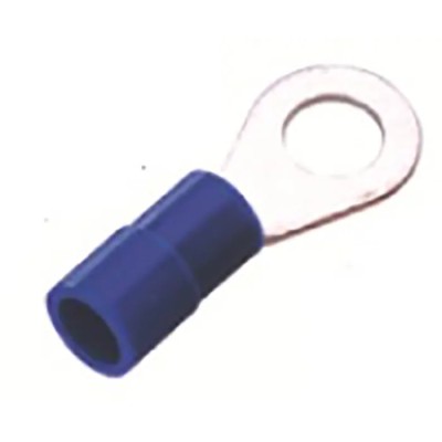 RS PRO Insulated Ring Terminal 4.3 mm Stud, Blue, 16–14 AWG, Nylon, Copper, E245391, 178-7259