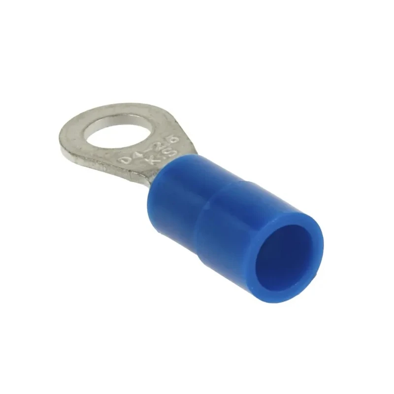 RS PRO Insulated Ring Terminal 4.3 mm Stud, Blue, 16–14 AWG, Nylon, Copper, E245391, 178-7259