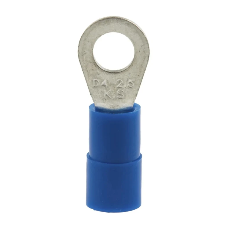 RS PRO Insulated Ring Terminal 4.3 mm Stud, Blue, 16–14 AWG, Nylon, Copper, E245391, 178-7259