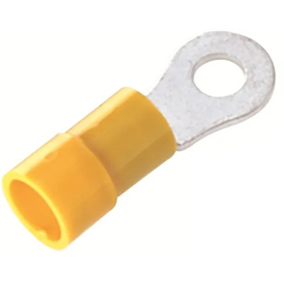 RS PRO DRVY Insulated Ring Terminal 5.3 mm Stud Size, 12–10 AWG, Vinyl, Yellow 178-7273