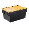 RS Pro 77L Yellow Polypropylene Attached Lid Container, Eurobox, Stackable, Lockable 600mm x 400mm x 400mm 178-3348
