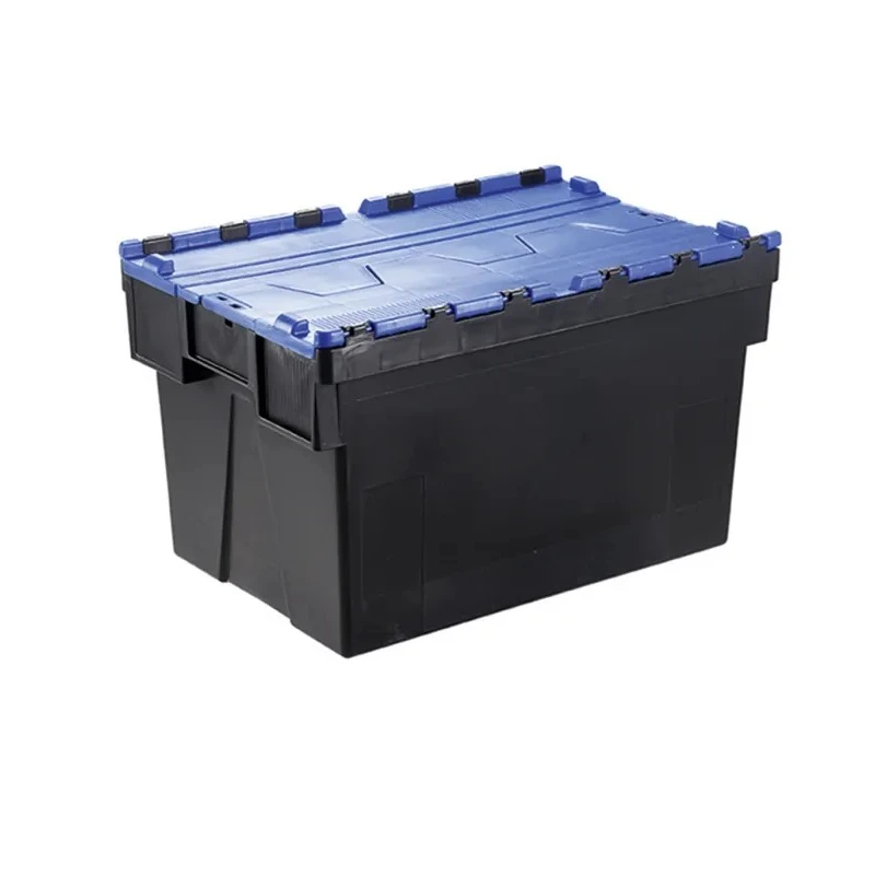 RS PRO 65 L Blue Polypropylene Attached Lid Container, Stackable, Lockable, Euro Box, 600mm x 400mm x 365mm 178-3355