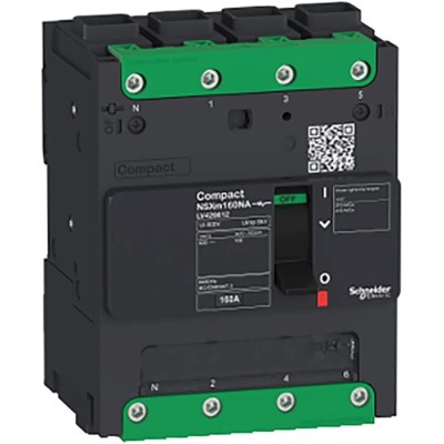 Schneider Electric ComPact NSXm 4-Pole Molded Case Circuit Breaker, 50A, 690V AC, Breaking Capacity 1.28 kA, Clip-on LV426610