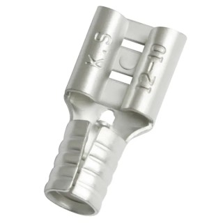 RS PRO Silver Uninsulated Female Spade Connector, Crimp, 0.8 x 6.35 mm Tab, 12–10 AWG, 16.3 mm, 178-8319