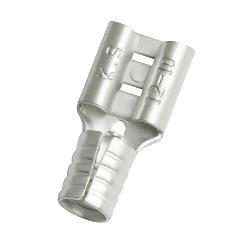 RS PRO Silver Uninsulated Female Spade Connector, Crimp, 0.8 x 6.35 mm Tab, 12–10 AWG, 16.3 mm, 178-8319