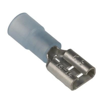 RS PRO Blue Insulated Female Spade Connector, Crimp, 0.8 x 6.35 mm Tab, 16 to 14 AWG, 178-8325