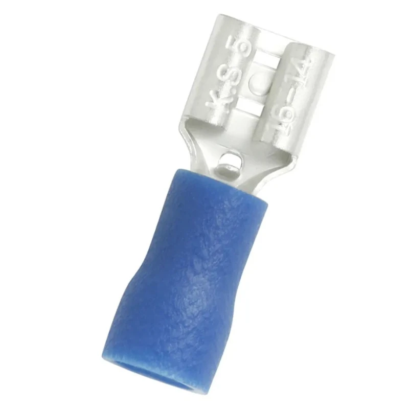 RS PRO Blue Insulated Female Spade Connector, Crimp, 0.5 x 5.2 mm, 16 to 14 AWG 178-8331