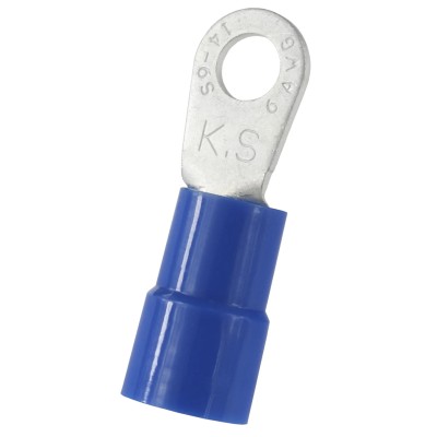 RS PRO Insulated Ring Terminal, Nylon, Blue, 6.4 mm Stud, 6 AWG, Copper, Tin Plated, E245391, 178-8645