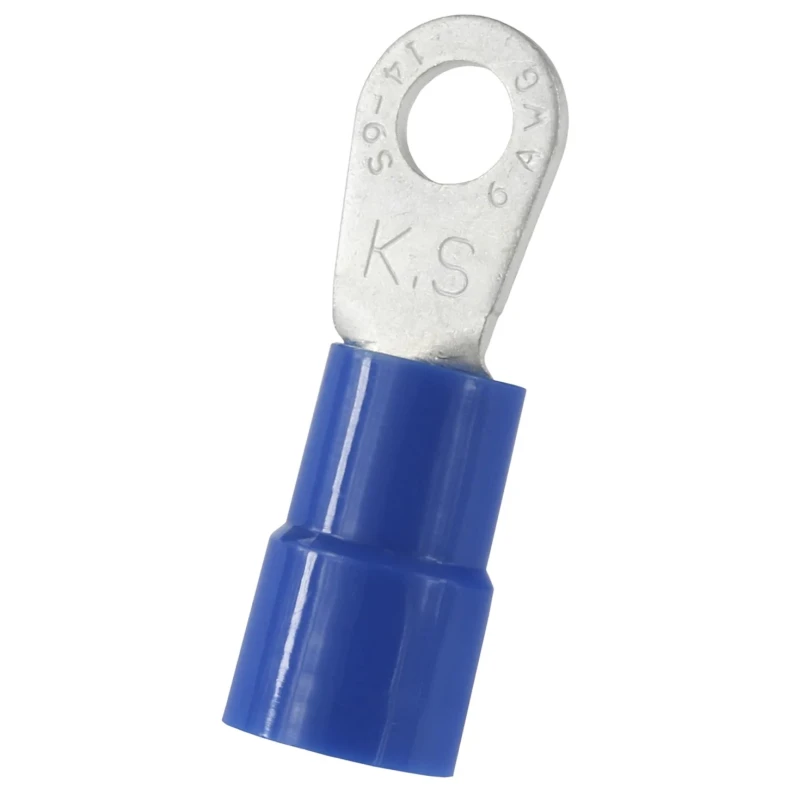 RS PRO Insulated Ring Terminal, Nylon, Blue, 6.4 mm Stud, 6 AWG, Copper, Tin Plated, E245391, 178-8645