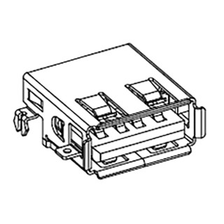 Molex USB Connector, Right Angle Panel Mount, Female, 1 Port, Type A, USB 2.0, 1.5A, 250V, 48258-0001