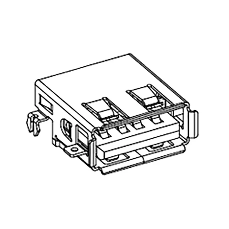 Molex USB Connector, Right Angle Panel Mount, Female, 1 Port, Type A, USB 2.0, 1.5A, 250V, 48258-0001