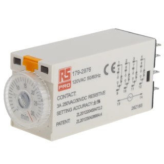 RS PRO TKB Series Timer Relay 4-Contact 110V AC 1 to 30 min ON Delay 4PDT 179-2976