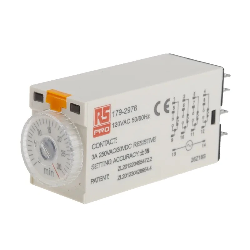 RS PRO TKB Series Timer Relay 4-Contact 110V AC 1 to 30 min ON Delay 4PDT 179-2976