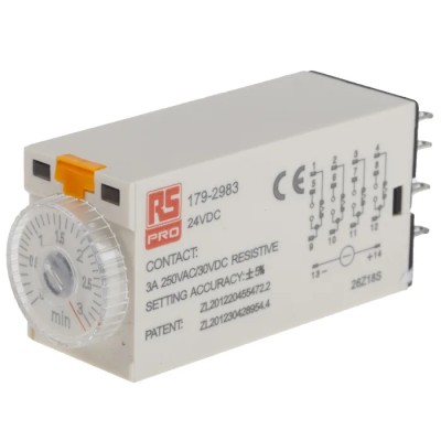 RS PRO TKB Series Timer Relay 4-Contact 24V DC/AC 0.1–3 min 4PDT On Delay 179-2983