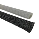 RS PRO Expandable Braided Polyethylene Terephthalate Black Cable Sleeve 15m, 17mm Max Diameter, BSPETFR Series 179-7015