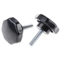 RS PRO Black Multiple Lobes Clamping Knob with M8 Threaded Stud, 44 mm Diameter, 30 mm Stud, Steel Insert 686-121