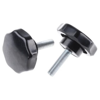 RS PRO Black Multiple Lobes Clamping Knob with M8 Threaded Stud, 44 mm Diameter, 30 mm Stud, Steel Insert 686-121