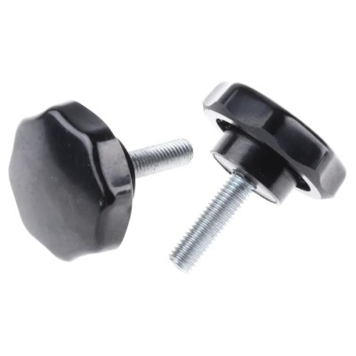 RS PRO Black Multiple Lobes Clamping Knob with M8 Threaded Stud, 44 mm Diameter, 30 mm Stud, Steel Insert 686-121