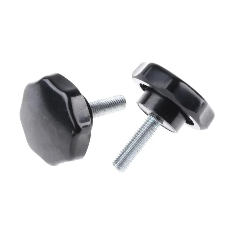 RS PRO Black Multiple Lobes Clamping Knob with M8 Threaded Stud, 44 mm Diameter, 30 mm Stud, Steel Insert 686-121