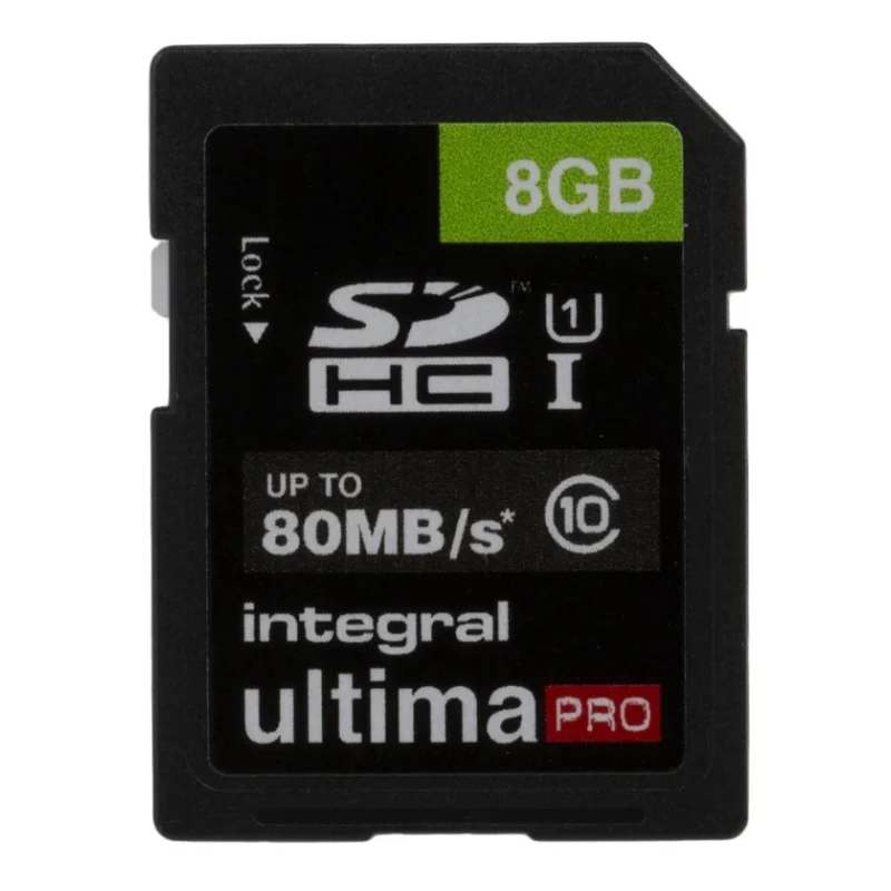Integral Memory 8 GB SDHC SD Card UHS 1 U1 Class 10 UltimaPro INSDH8G10-80U1