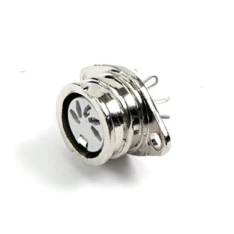 Deltron 5 Pole Straight DIN Socket, Chassis Mount, Female, 2A, 34V AC, Lock Ring, Zamak Body, Brass/Silver Contacts 593-0500