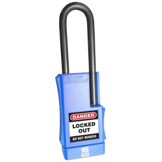 RS PRO Blue 1-Lock Safety Lockout Padlock 6 mm Polyvinyl Chloride, Steel, ABS 180-6834
