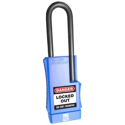 RS PRO Blue 1-Lock Safety Lockout Padlock 6 mm Polyvinyl Chloride, Steel, ABS 180-6834