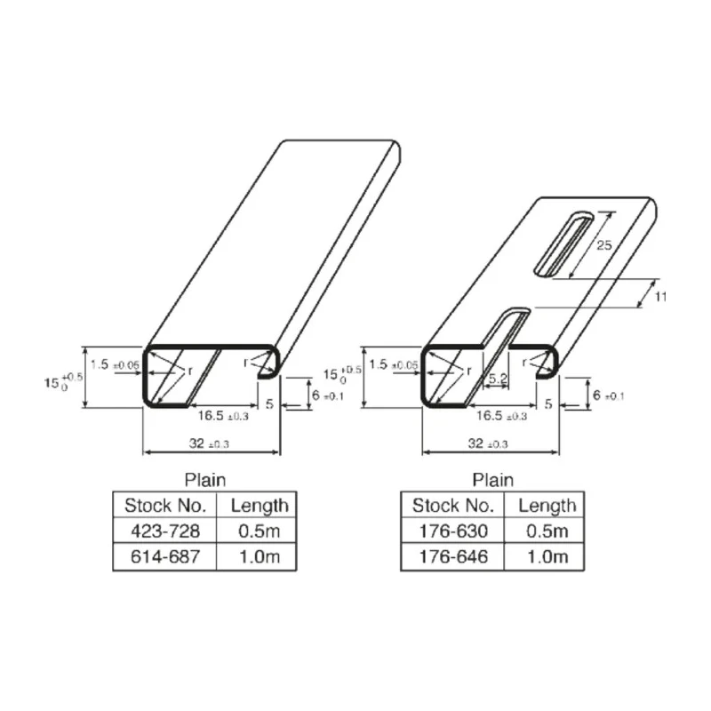Legrand Steel Perforated DIN Rail, 2m Length, 32mm Width, 15mm Height, Slotted, Model 0 374 02