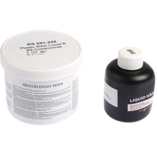 ITW Devcon Epoxy Putty Plastic Steel Liquid (B) Resin, Dark Grey, 500 g, Max 121°C, Liquid, Steel-Filled, Two-Part, 10211