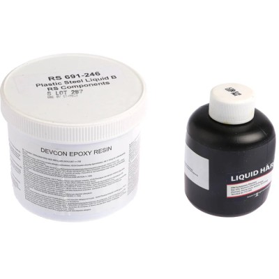 ITW Devcon Epoxy Putty Plastic Steel Liquid (B) Resin, Dark Grey, 500 g, Max 121°C, Liquid, Steel-Filled, Two-Part, 10211