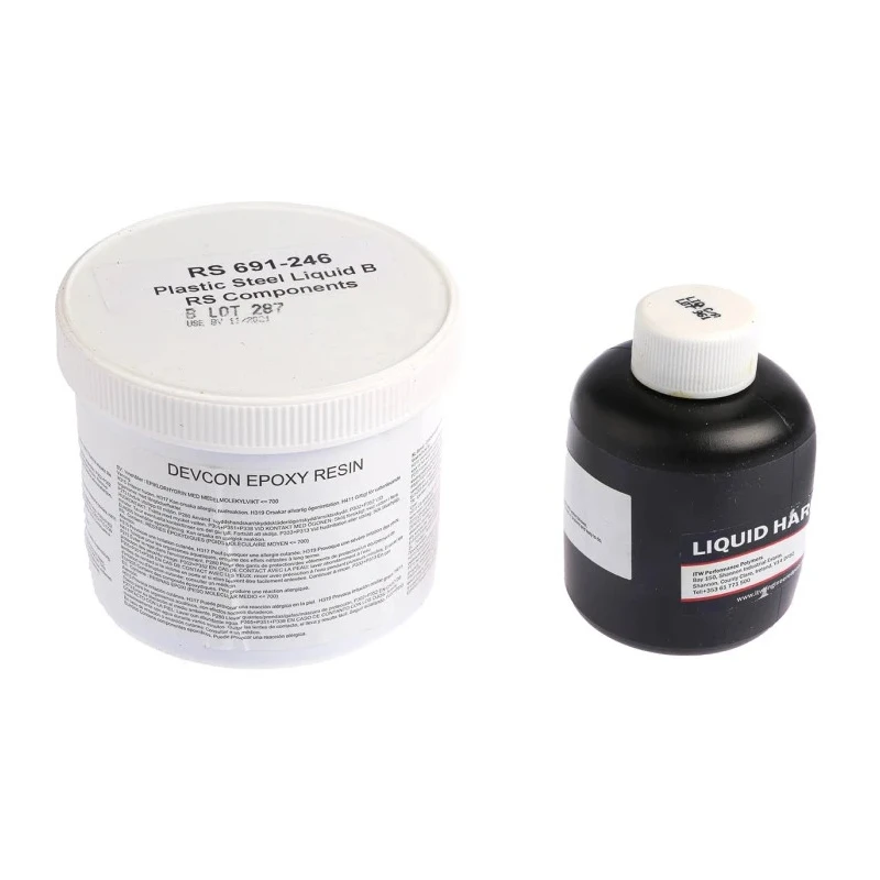 ITW Devcon Epoxy Putty Plastic Steel Liquid (B) Resin, Dark Grey, 500 g, Max 121°C, Liquid, Steel-Filled, Two-Part, 10211