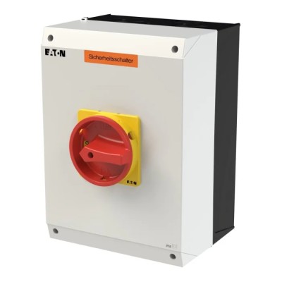 Eaton Surface Mount Isolator Switch, 3-Pole, IP65, 100A, 55 kW, Red Handle, 