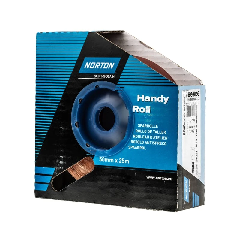 Norton Abrasive Paper Roll, Aluminium Oxide, 25m Length, 50mm Width, P120 Grit, Fine Grade 63642531814